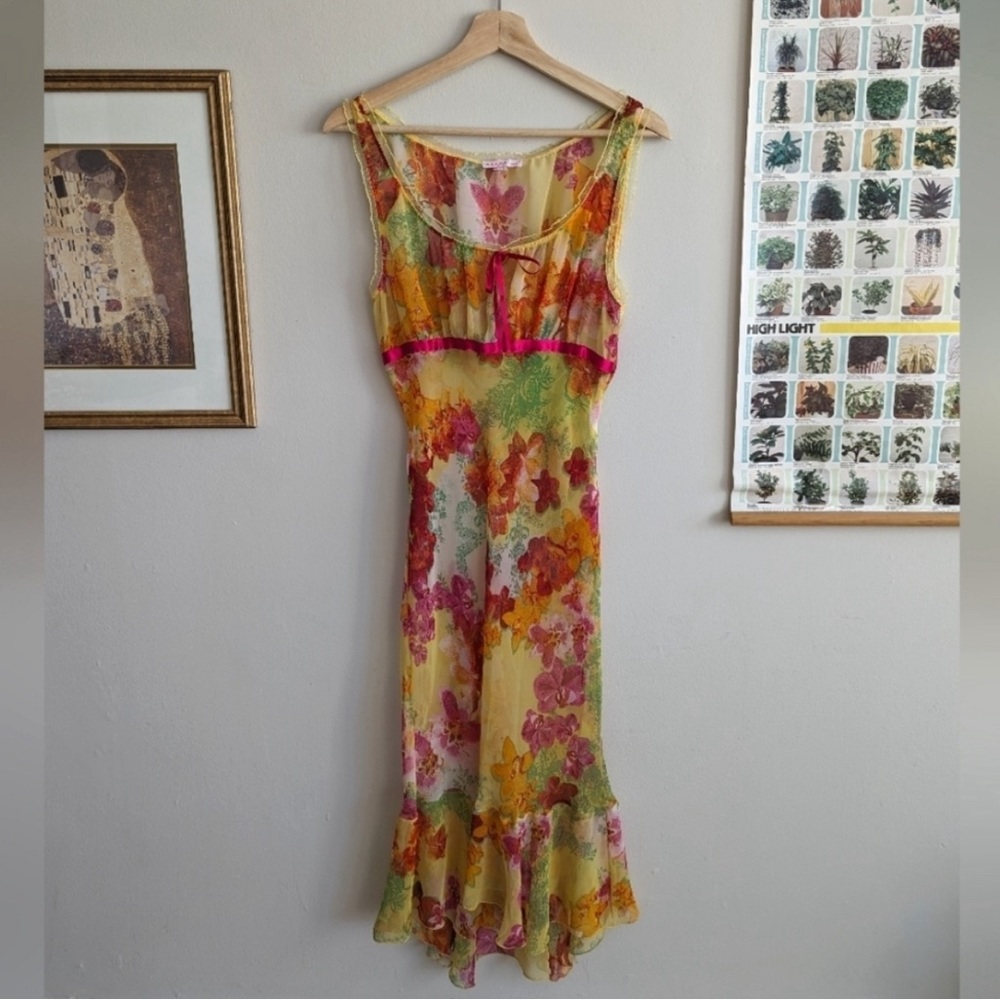 Axara Paris Y2K Sheer Floral Midi Dress